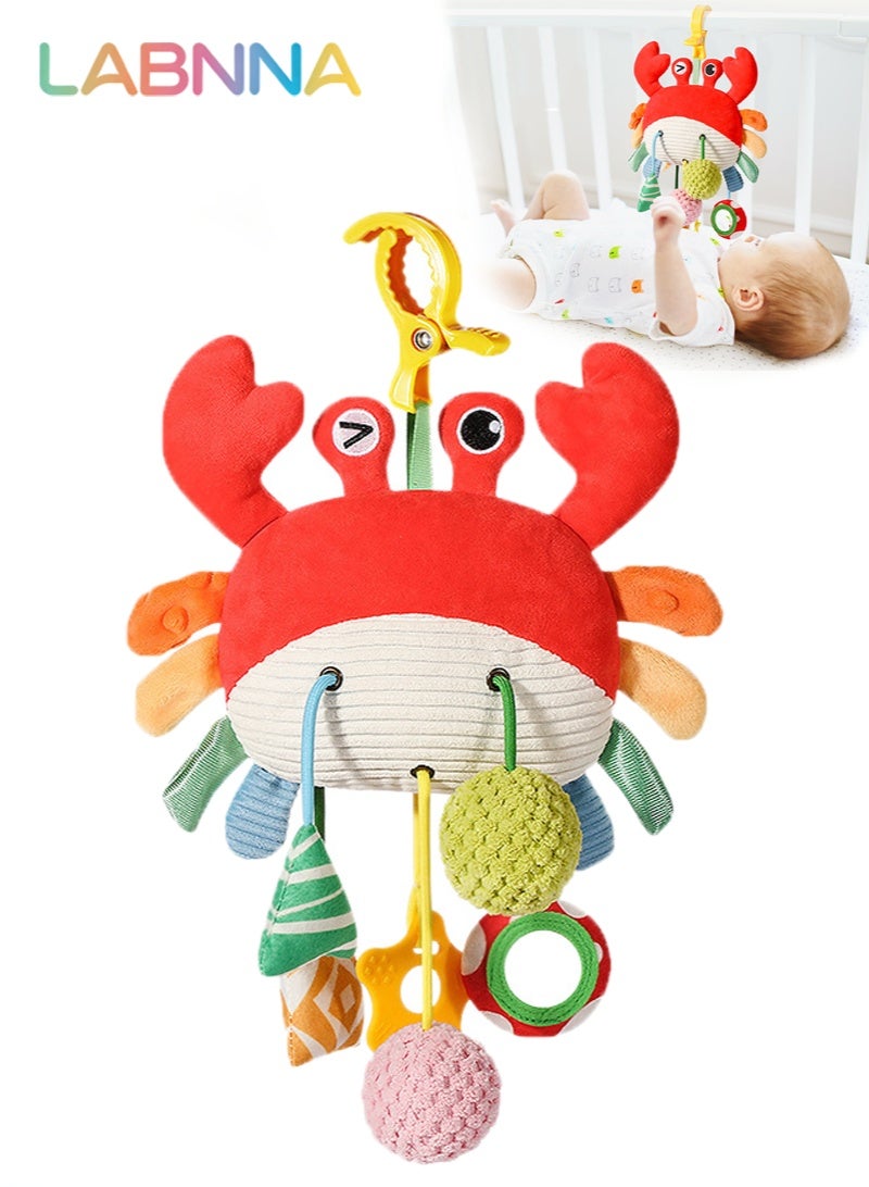 LABNNA Car Seat Toys for Babies 0–12 Months,Hanging Baby Activity Toy for Car Seat, Stroller, Crib Gym Infant Plush Rattle with Mirror, Crinkle, Clip-On for Boys Girls Tummy Time - Image 1